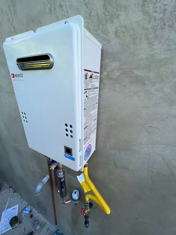 Tankless water heater installation for Breyer homes